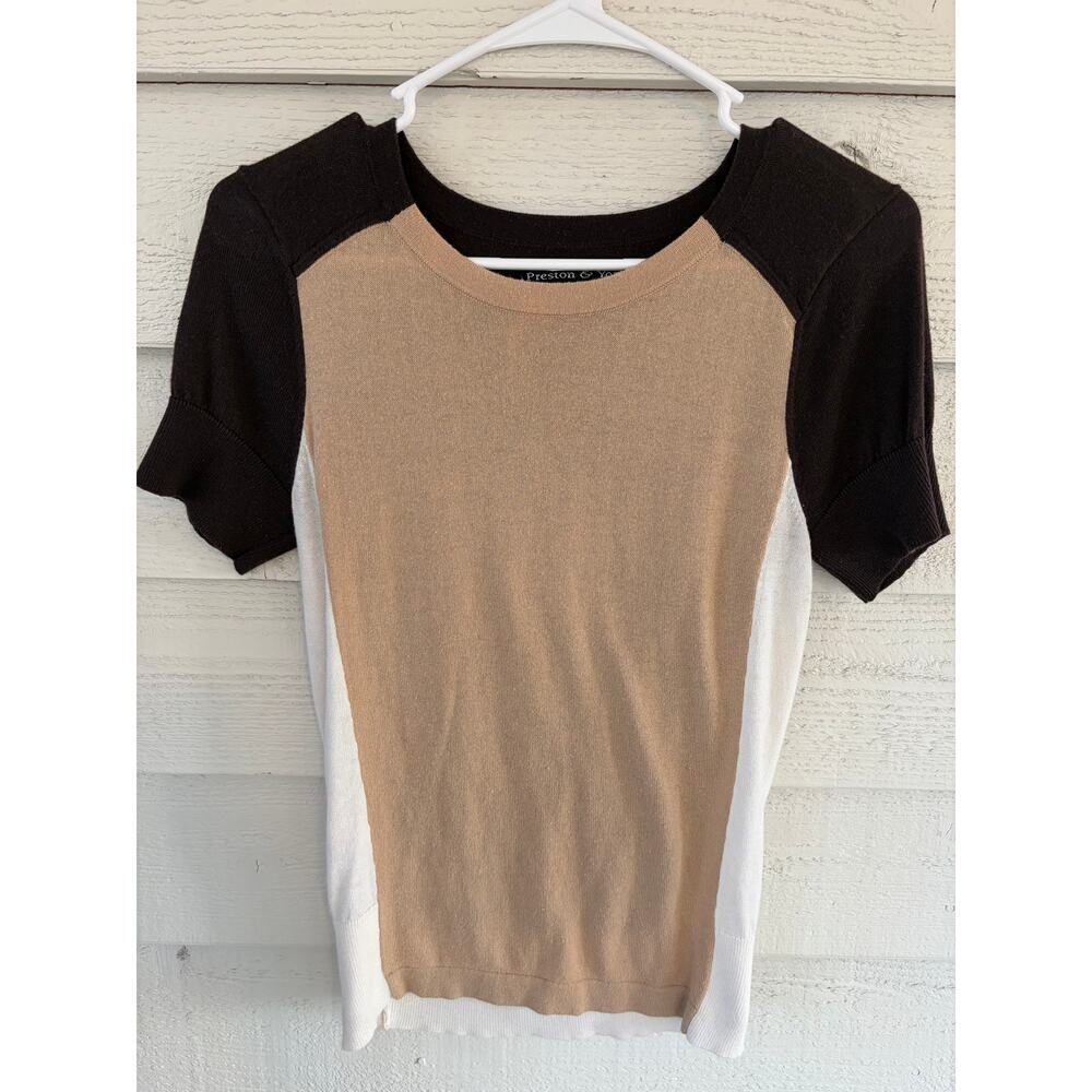 Preston & York Colorblock Short Sleeve Sweater Top Size Small - Picture 2 of 6